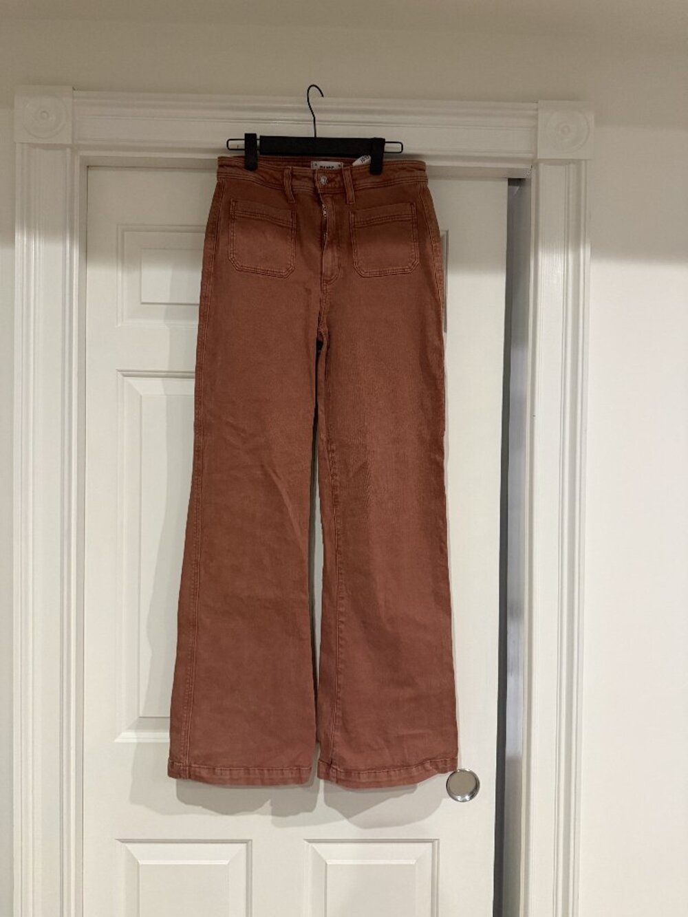 Paige Leenah High Rise Flare Jeans Vintage Burnt Terracotta Brown Sz 27